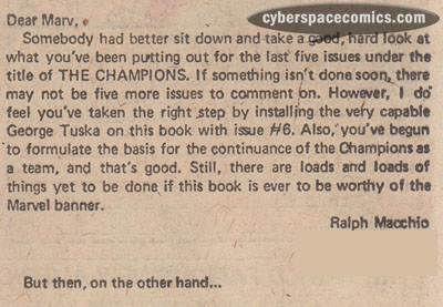 Champions letters page with Ralph Macchio