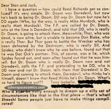 Fantastic Four letters page with Tony Isabella