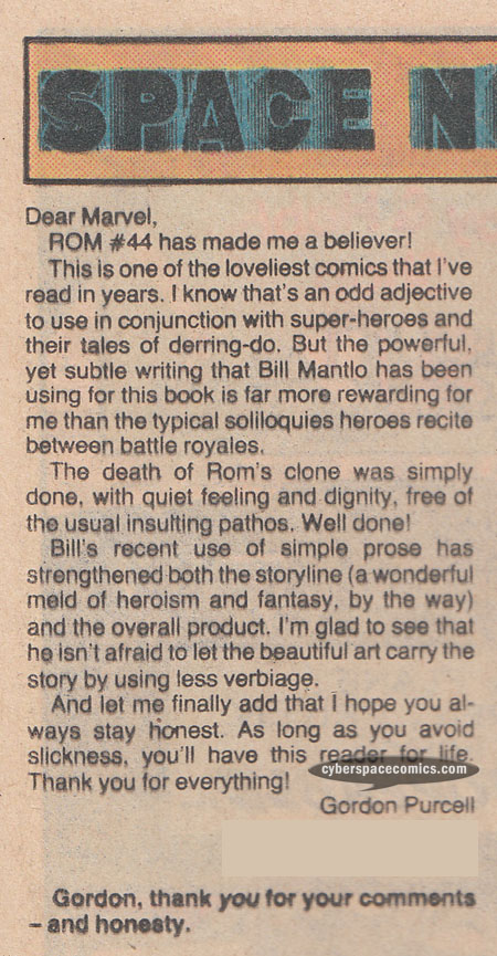 Rom letters page with Gordon Purcell