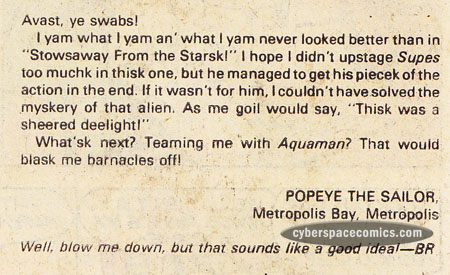 Superman letters page with Popeye the Sailor