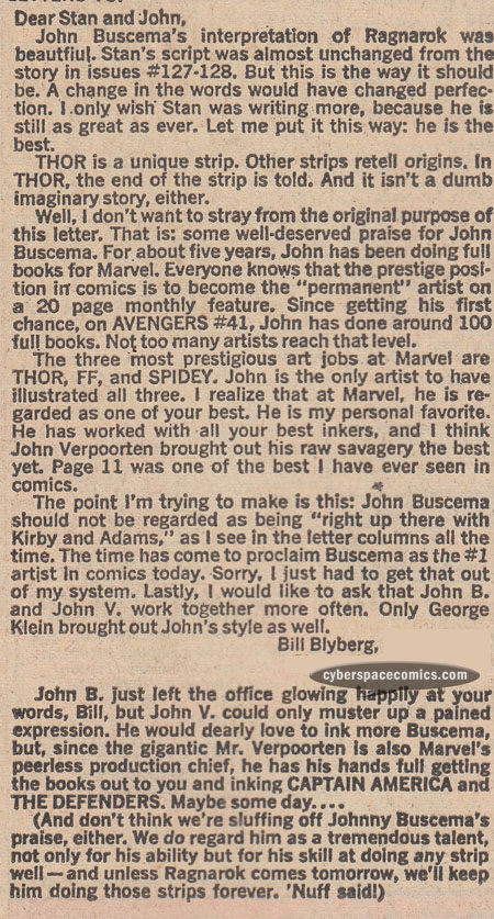 Thor letters page with Willie Blyberg