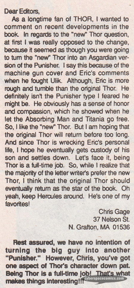 Thor letters page with Christos Gage