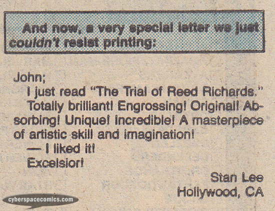 Fantastic Four letters page with Stan Lee