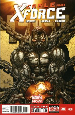 Cable and X-Force 6 published by Marvel with cover art by Salvador Larroca