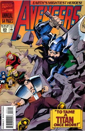 The Avengers Annual 23 published by Marvel with cover art by John Buscema