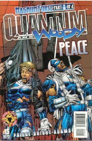 Quantum And Woody 15 published by Acclaim with cover art by Mark D. Bright