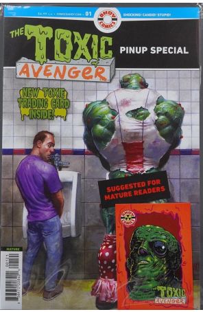 Toxic Avenger Pin-Up Special 1B (with card) published by Ahoy with cover art by Fred Harper