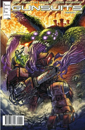 Famous Monsters Presents: Gunsuits 1A published by American Gothic Press with cover art by P. J. Holden