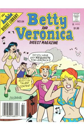 Betty and Veronica Digest Magazine 64 (Newsstand) published by Archie with cover art by Dan DeCarlo