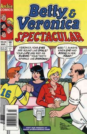 Betty and Veronica Spectacular 34 (Newsstand) published by Archie with cover art by Dan Parent and Henry Scarpelli
