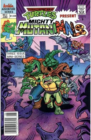 Mighty Mutanimals (Mini-Series) 2 (Newsstand) published by Archie with cover art by Ken Mitchroney