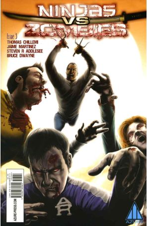 Ninjas vs. Zombies 3 published by Azure with cover art by Jaime Martinez