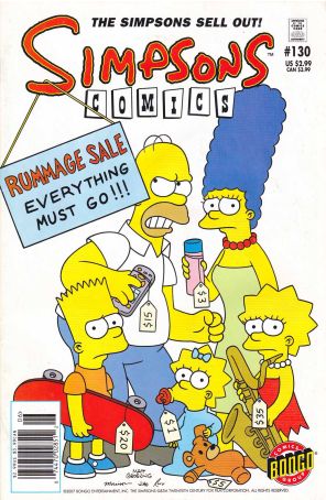 Simpsons Comics 130 (Newsstand) published by Bongo with cover art by Bill Morrison