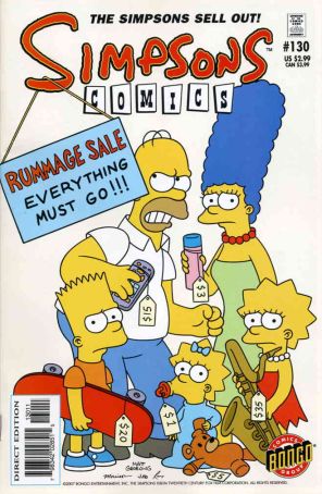Simpsons Comics 130 published by Bongo with cover art by Bill Morrison