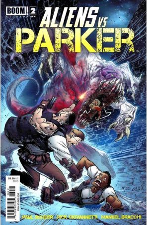 Aliens vs. Parker 2 published by Boom! with cover art by Joshua Covey