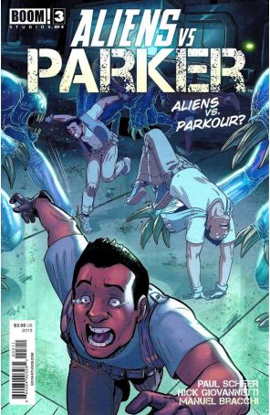 Aliens vs. Parker 3 published by Boom! with cover art by Joshua Covey