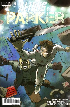 Aliens vs. Parker 4 published by Boom! with cover art by Joshua Covey