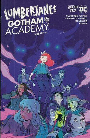 Lumberjanes/Gotham Academy 3 published by Boom! with cover art by Natacha Bustos
