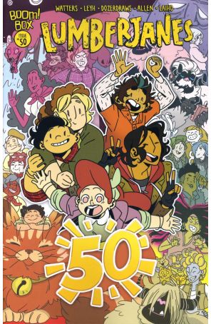 Lumberjanes 50 published by Boom! with cover art by Kat Leyh