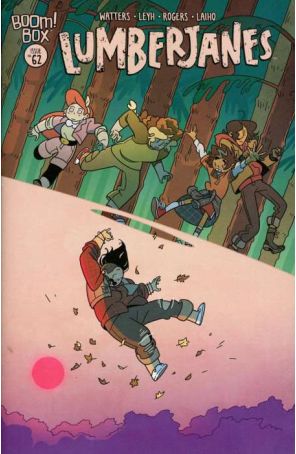 Lumberjanes 62 published by Boom! with cover art by Kat Leyh