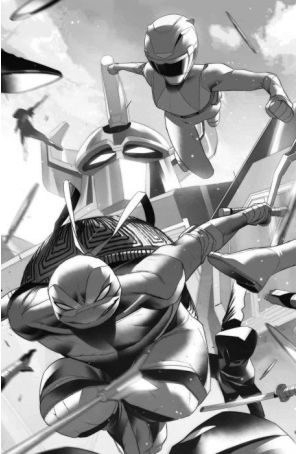 Mighty Morphin Power Rangers/ Teenage Mutant Ninja Turtles II 1M published by Boom! with cover art by Simone Di Meo