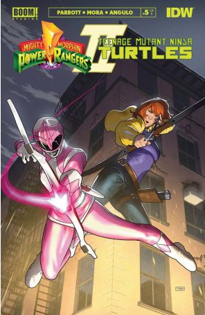 Mighty Morphin Power Rangers/ Teenage Mutant Ninja Turtles II 5E published by Boom! with cover art by Taurin Clarke