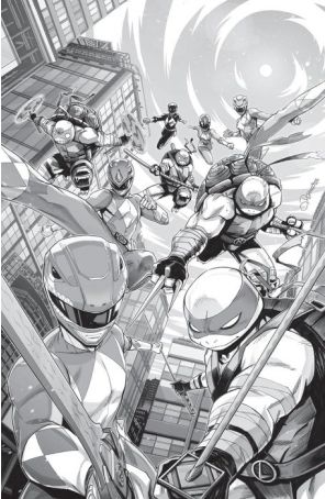Mighty Morphin Power Rangers/Teenage Mutant Ninja Turtles III 1G published by Boom! with cover art by Alessio Zonno