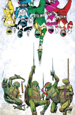 Mighty Morphin Power Rangers/Teenage Mutant Ninja Turtles III 1J published by Boom! with cover art by Declan Shalvey