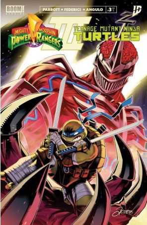 Mighty Morphin Power Rangers/Teenage Mutant Ninja Turtles III 3A published by Boom! with cover art by Alessio Zonno