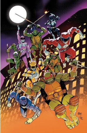 Mighty Morphin Power Rangers/Teenage Mutant Ninja Turtles III 3F published by Boom! with cover art by Adam Gorham