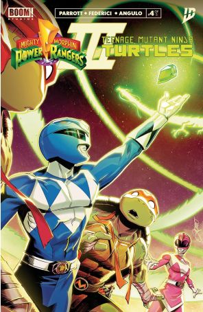 Mighty Morphin Power Rangers/Teenage Mutant Ninja Turtles III 4A published by Boom! with cover art by Alessio Zonno