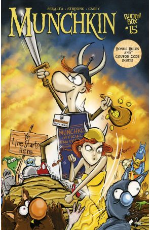 Munchkin 15 published by Boom! with cover art by Len Peralta