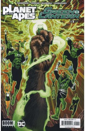 Planet of the Apes/Green Lantern 1A published by Boom! with cover art by Ethan Van Sciver