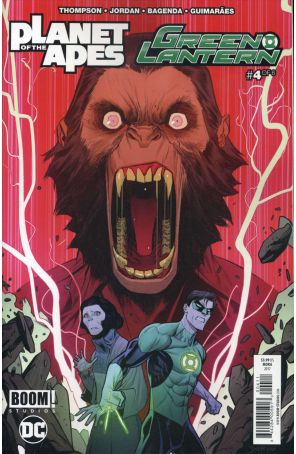 Planet of the Apes/Green Lantern 4 published by Boom! with cover art by Dan Mora