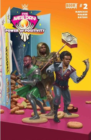 WWE: The New Day: Power of Positivity 2B published by Boom! with cover art by Rahzzah