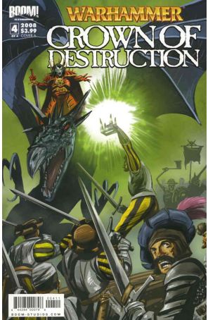 Warhammer: Crown of Destruction 4A published by Boom! with cover art by Kev Hopgood