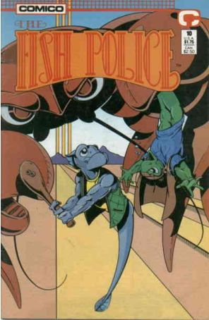 The Fish Police (Vol. 2) 10 published by COMICO with cover art by Steve Moncuse