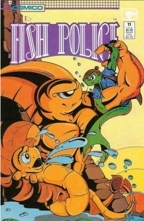 The Fish Police (Vol. 2) 11 published by COMICO with cover art by Steve Moncuse