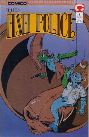 The Fish Police (Vol. 2) 6 published by COMICO with cover art by Steve Moncuse