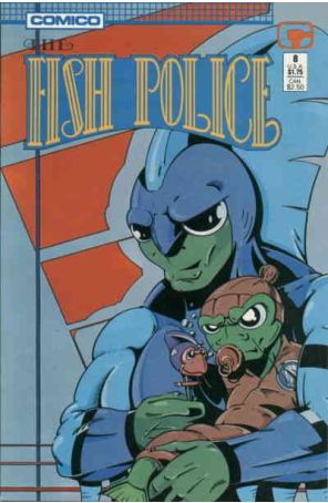 The Fish Police (Vol. 2) 8 published by COMICO with cover art by Steve Moncuse