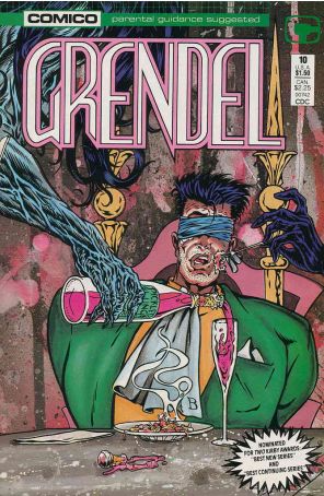 Grendel (2nd Series) 10 published by COMICO with cover art by Arnold Pander and Jacob Pander