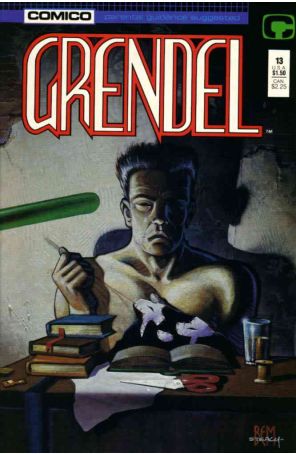Grendel (2nd Series) 13 published by COMICO with cover art by Bernie Mireault and Ken Steacy