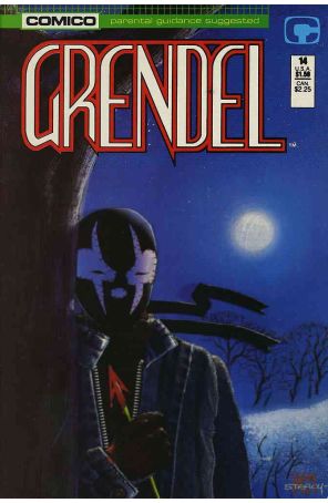 Grendel (2nd Series) 14 published by COMICO with cover art by Bernie Mireault and Ken Steacy