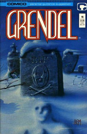 Grendel (2nd Series) 15 published by COMICO with cover art by Bernie Mireault and Ken Steacy