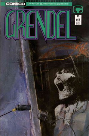 Grendel (2nd Series) 23 published by COMICO with cover art by Simon Tristam