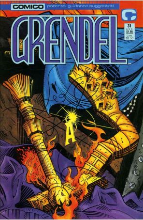 Grendel (2nd Series) 31 published by COMICO with cover art by John K. Snyder
