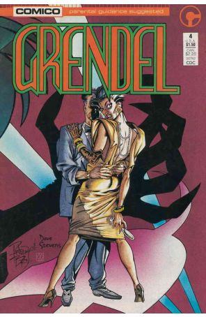 Grendel (2nd Series) 4 published by COMICO with cover art by Dave Stevens, Arnold Pander, and Jacob Pander