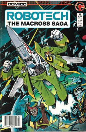 Robotech: The Macross Saga 12 (Newsstand) published by COMICO with cover art by Ken Steacy