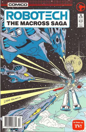 Robotech: The Macross Saga 13 (Newsstand) published by COMICO with cover art by Mike Leeke