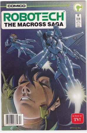 Robotech: The Macross Saga 17 (Newsstand) published by COMICO with cover art by Ken Steacy